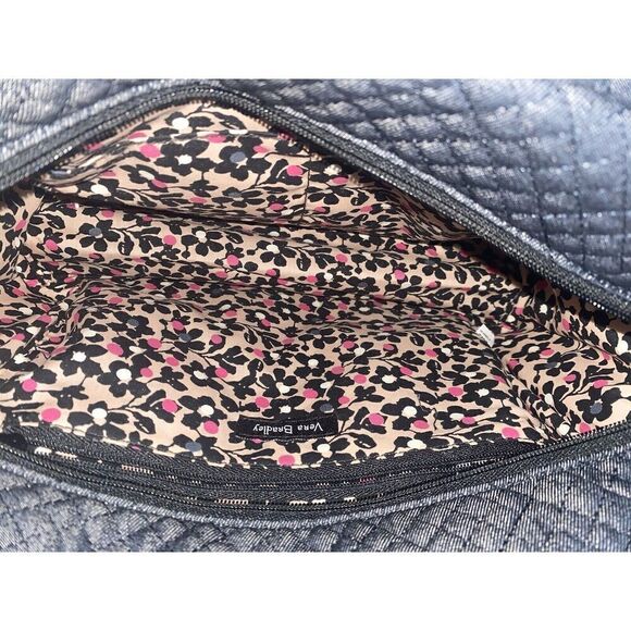 VERA BRADLEY MEDIUM BLACK QUILTED DUAL HANDLE SHOULDER BAG - Picture 2 of 7